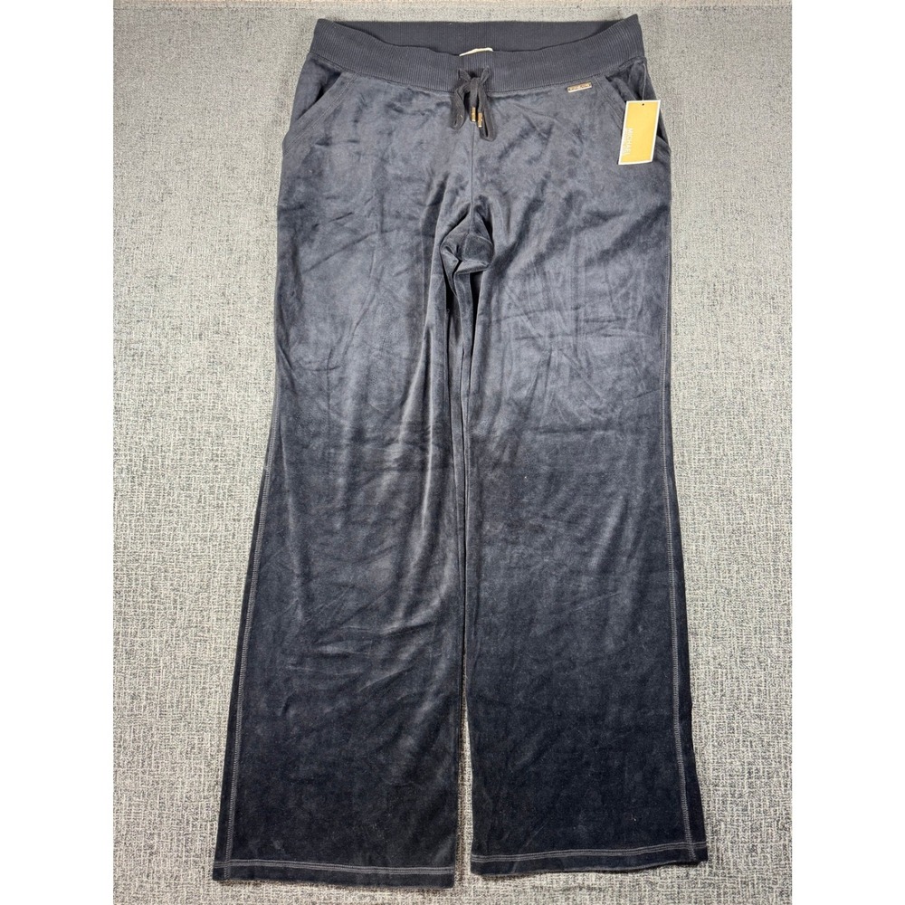 Michael Kors Velour Wide Leg Lounge Pants‎ Black Gold QF5315S9T2 Mens L NWT